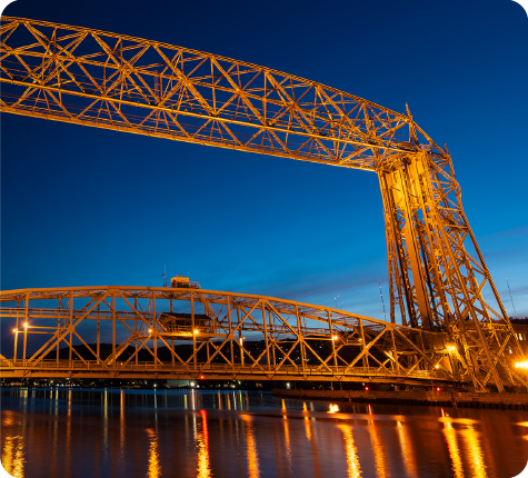 Duluth bridge at night