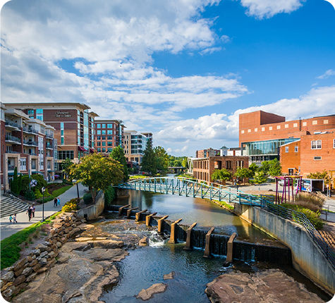View of riverfront in Greenville